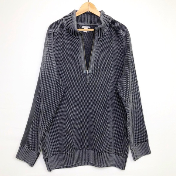 Carbon2Cobalt Gray chunky 3/4 zip pull over sweater - Picture 1 of 10